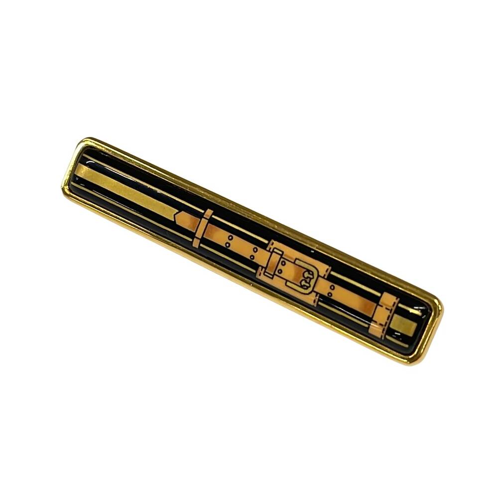 Hermès Email Brooch Gold Black Beige Hardware Patent Leather